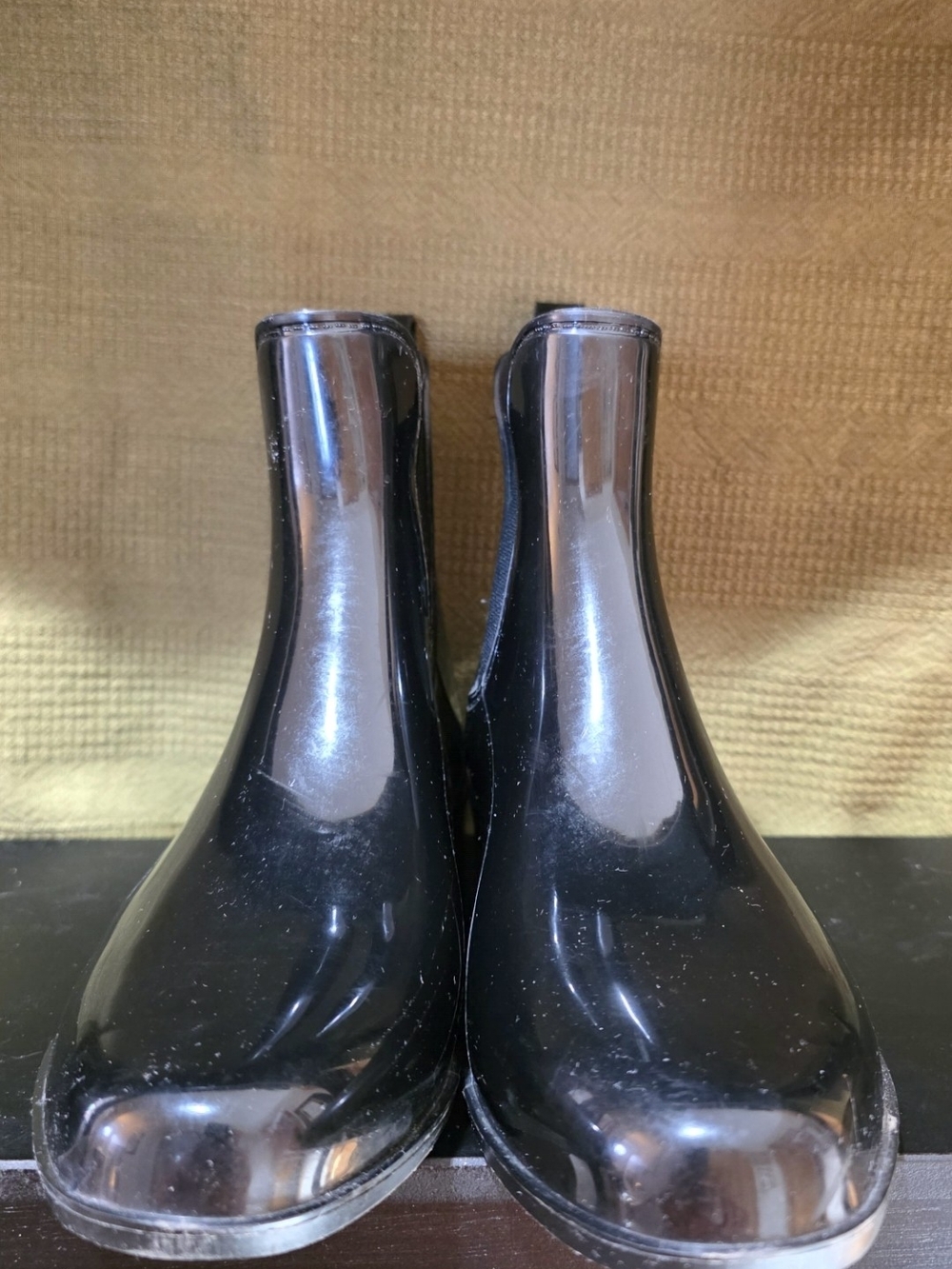 Ralph Lauren Black Glossy Women’s Rain Ankle Boots